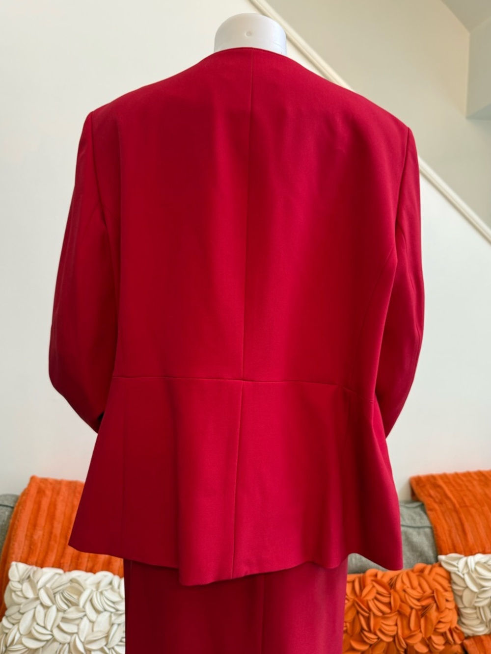 ❣️🆕Le Suit Cherry Red Cascade Ruffle Skirt Suit Set Plus Size $265 MSRP❣️ - Picture 8 of 12